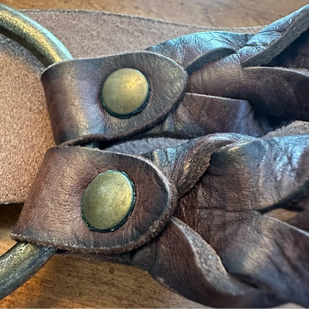 Chico’s brown leather braided belt NWT
